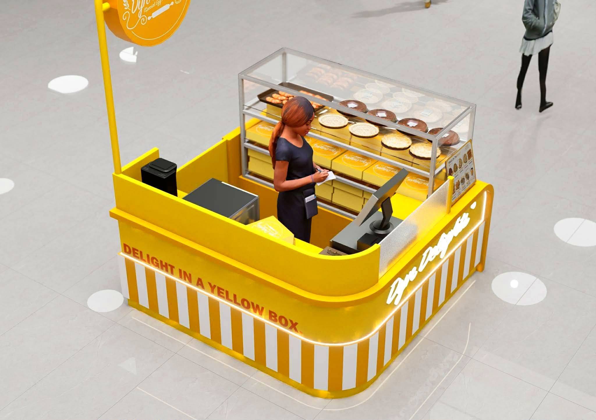 Top view of Dyn Delights franchise kiosk layout